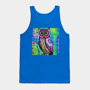 Tie-Dye Owl Painting Tank Top